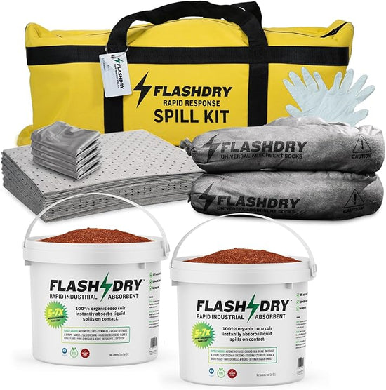 FlashDry Portable Universal Spill Kit - Vehicle, Industrial, and Emergency Safety Spill Kits
