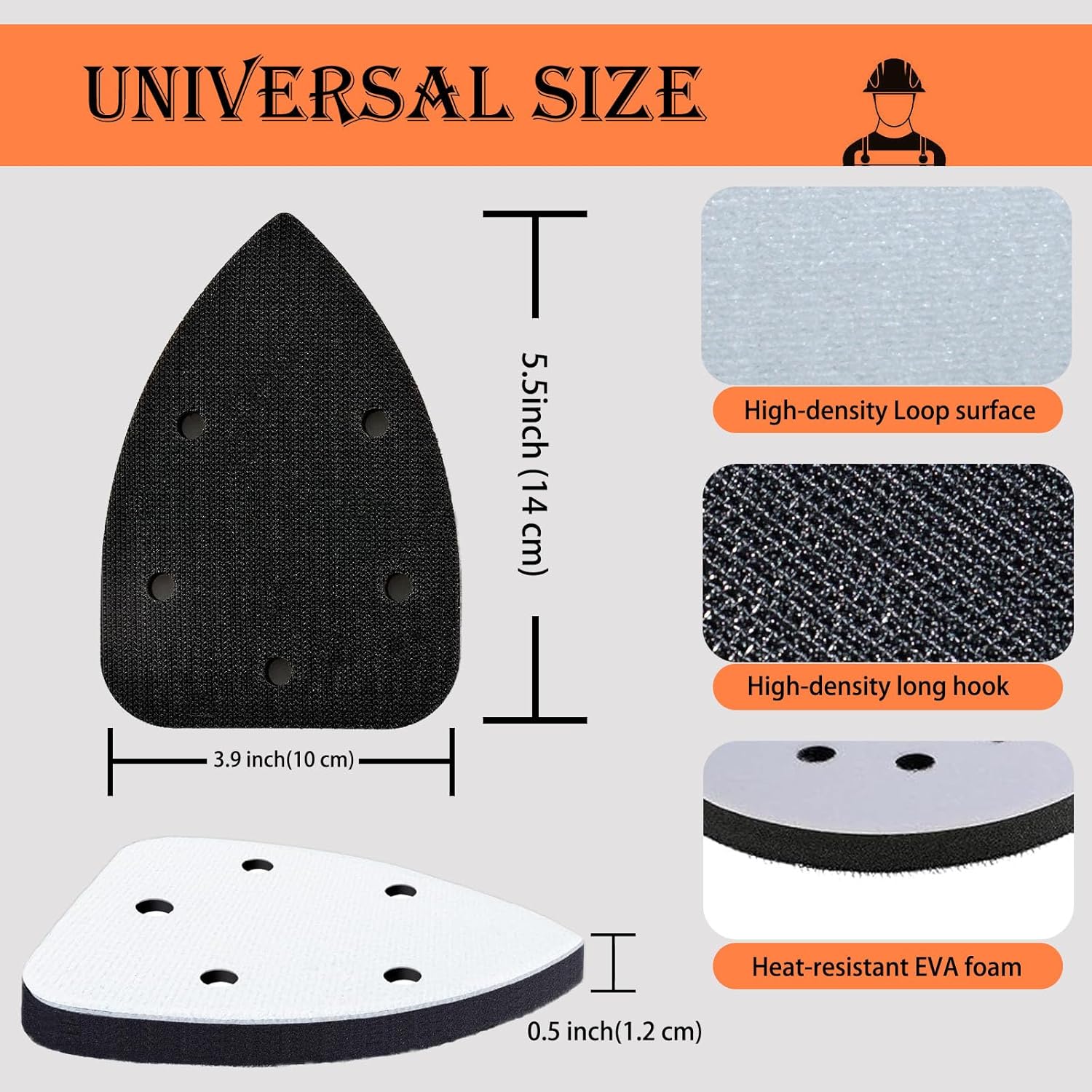 Crossarctic Triangle 5 Holes Sanding Pads(4 Pack)