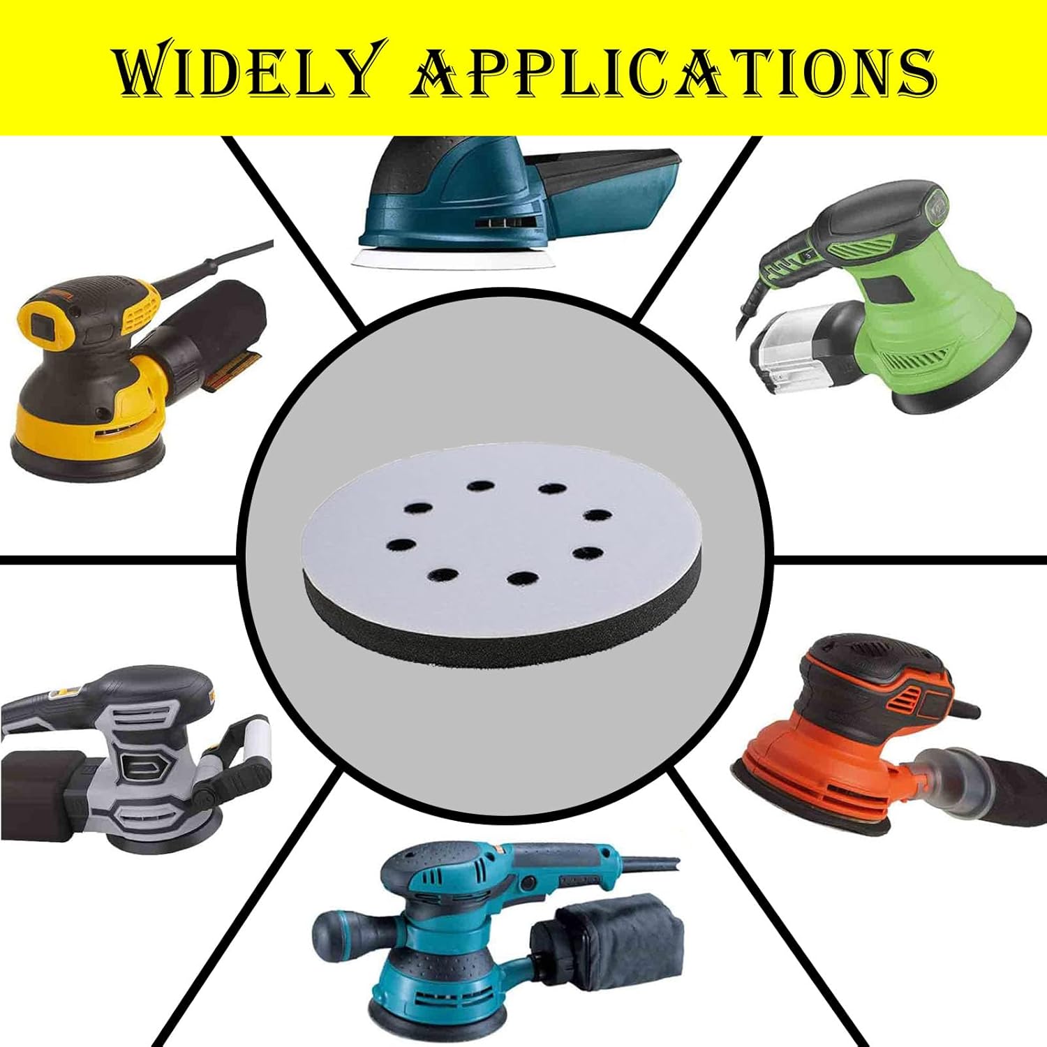 Crossarctic 5 Inch 8 Holes Orbital Sander(4 Pack)