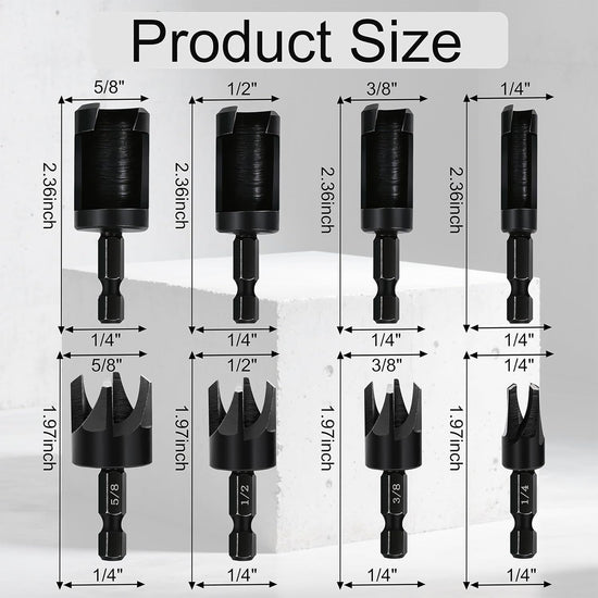 8 Pieces Wood Plug Cutter Drill Bit Set