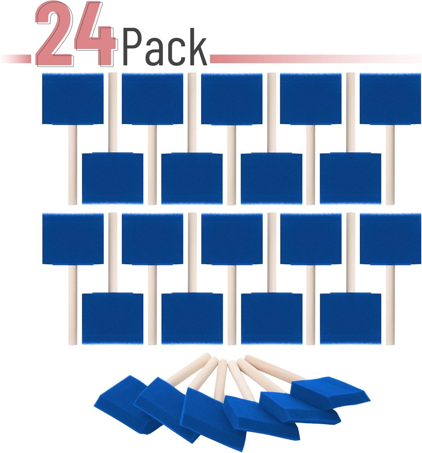 Bates 3-Inch Foam Paint Brushes, 24 Pack, Blue
