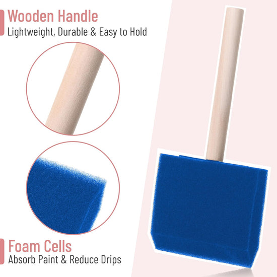 Bates 3-Inch Foam Paint Brushes, 24 Pack, Blue