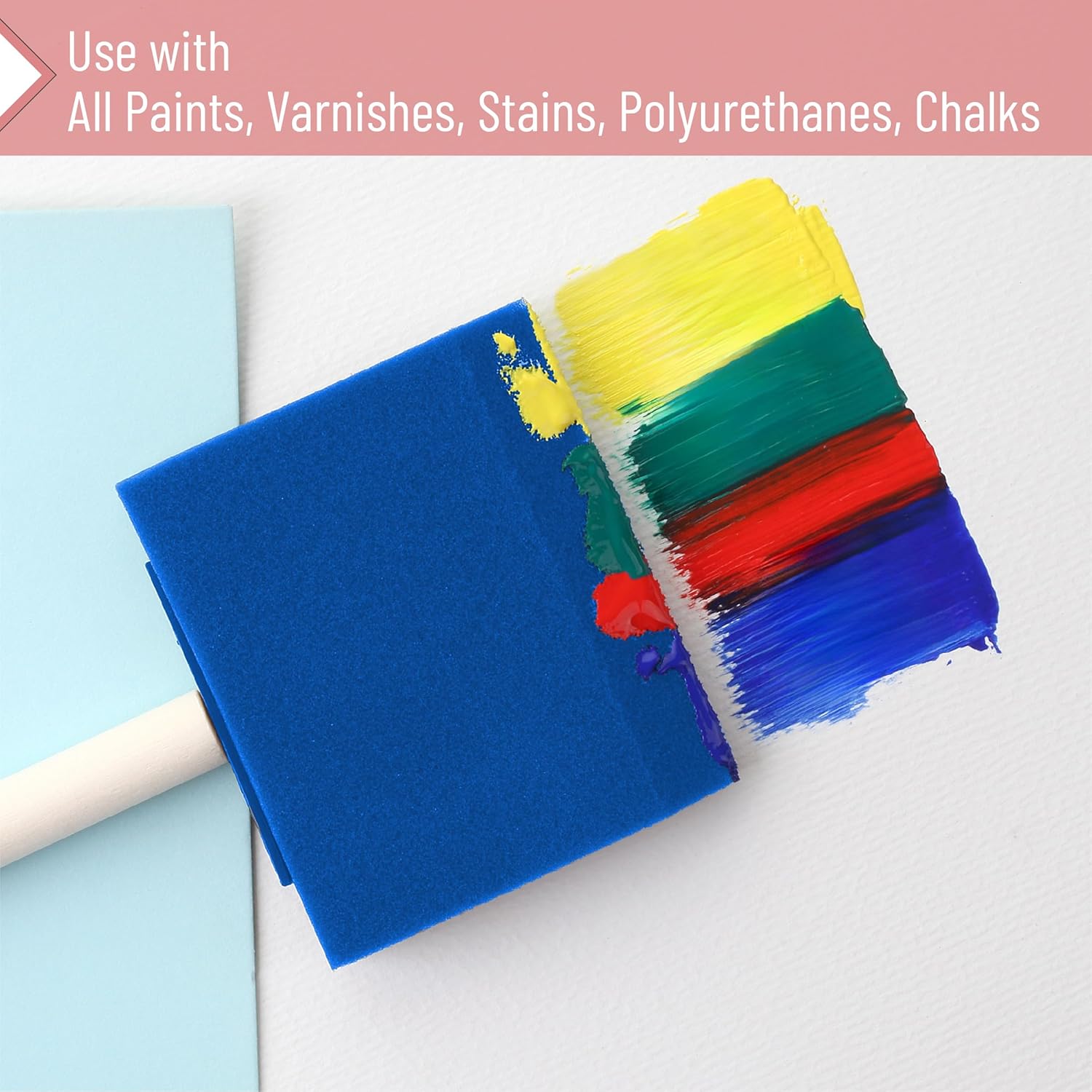 Bates 3-Inch Foam Paint Brushes, 24 Pack, Blue